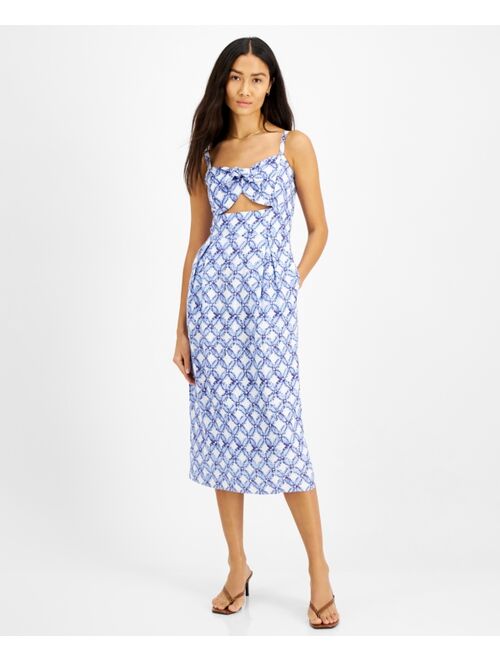 INC International Concepts Linen Pleated Midi Dress, Created for Macy's