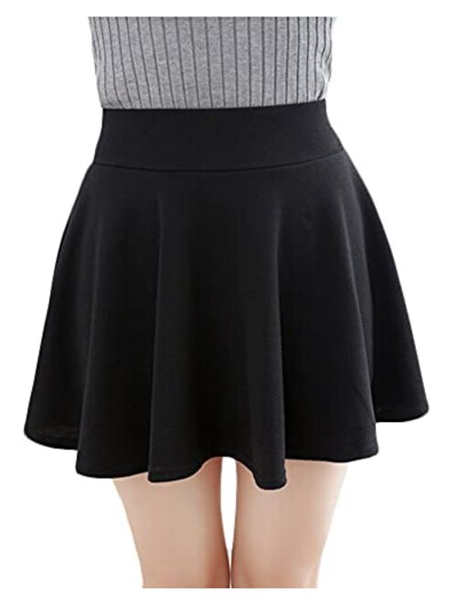 Urban CoCo Women's Basic Versatile Stretchy Flared Casual Mini Skater Skirt