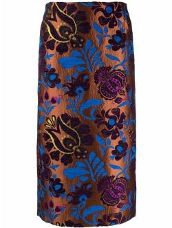 patterned-jacquard pencil skirt