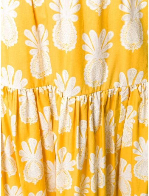 La DoubleJ pineapple print tiered skirt