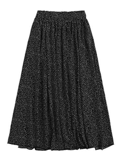 Women's Boho Elastic Waist Scarf Print Pleated Midi Skirt