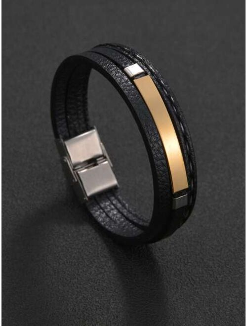 Shein Men Layered PU Bracelet