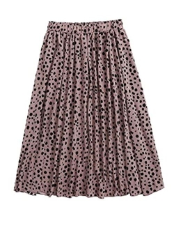 Women's Plus Size Ditsy Floral Flared Midi Skirt Polka Dots Pleated Skirts