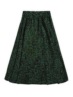 Women's Plus Size Ditsy Floral Flared Midi Skirt Polka Dots Pleated Skirts