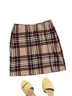 Women's Plus Size Plaid Print Split Hem Skirt