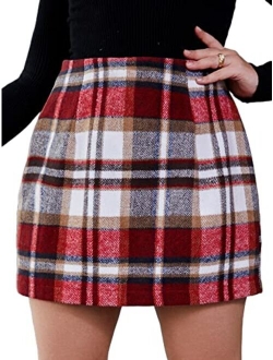 Women's Plus Size Plaid Print Split Hem Skirt