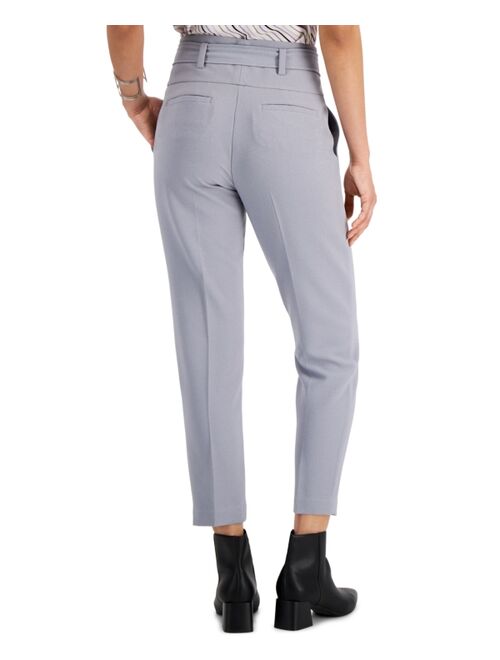 Bar III Belted Slim Ankle Pants, Created for Macy's