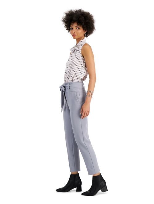 Bar III Belted Slim Ankle Pants, Created for Macy's