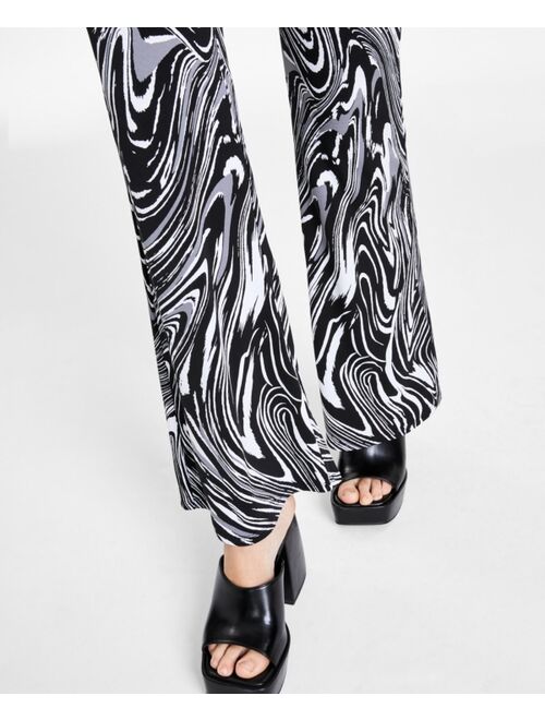 Bar III Printed Flare-Leg Pants, Created for Macy's