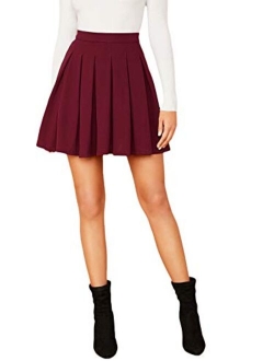 Women's High Waist Zipper Back Short Skater Skirt