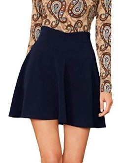 Women's High Waist Zipper Back Short Skater Skirt