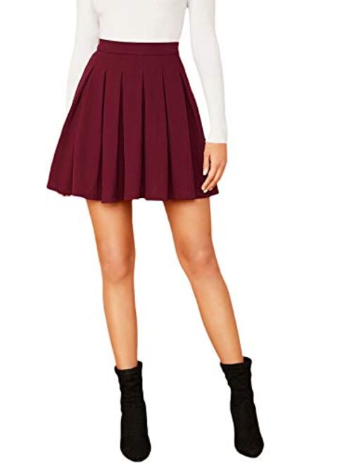 Floerns Women's High Waist Zipper Back Short Skater Skirt