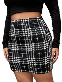 Women's Plaid High Waist Bodycon Split Mini Skirt