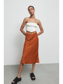 UO Satin Strappy Midi Skirt