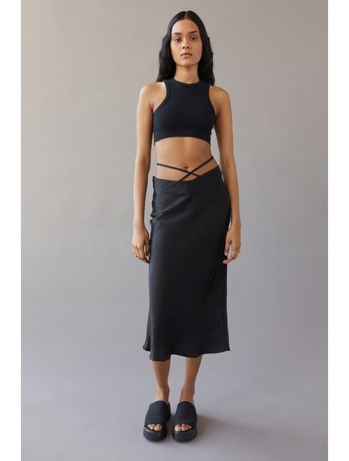 Urban Outfitters UO Satin Strappy Midi Skirt