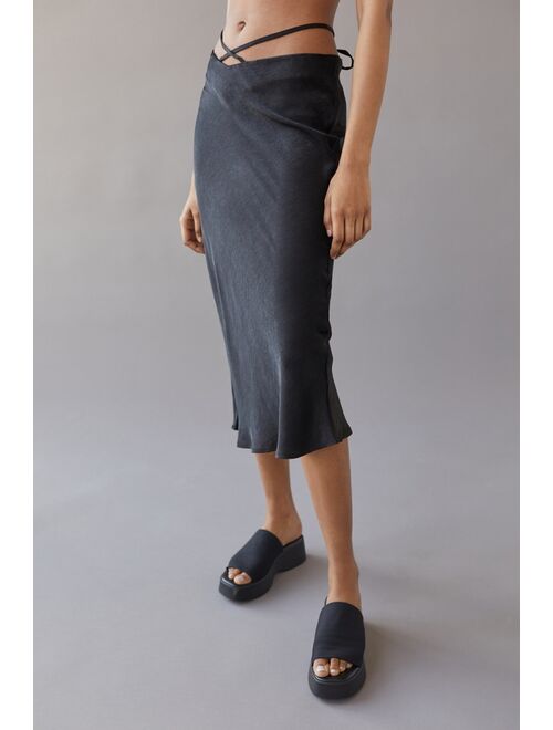 Urban Outfitters UO Satin Strappy Midi Skirt