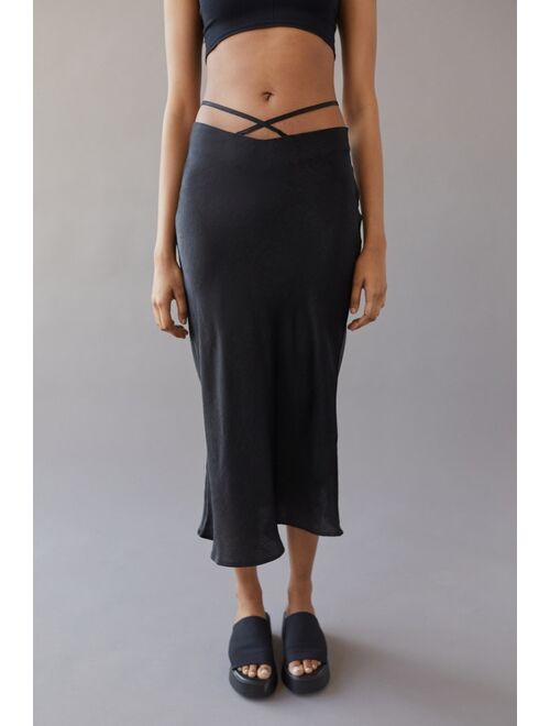 Urban Outfitters UO Satin Strappy Midi Skirt