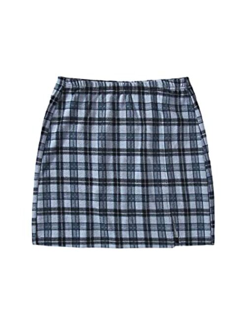 Floerns Women's Plaid Bodycon Split Mini Skirt