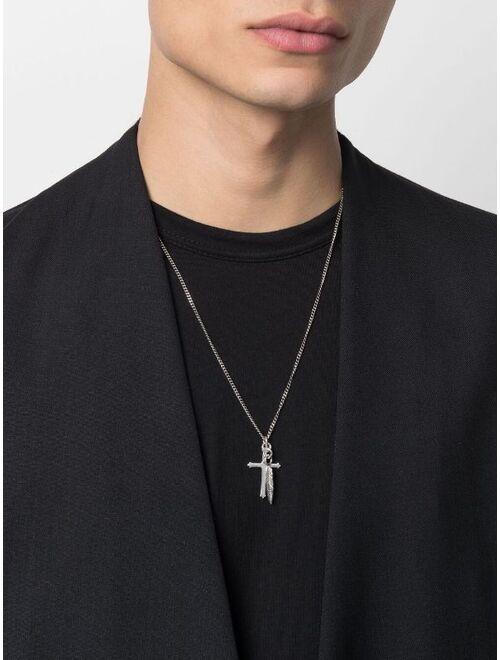 Emanuele Bicocchi cross + feather necklace