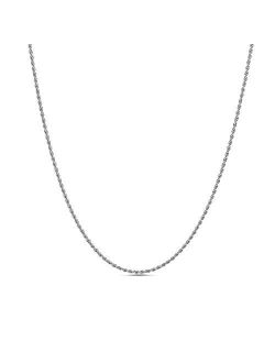 2mm - 8mm Rope Chain Necklace for Men or Women in Rhodium Plated Brass