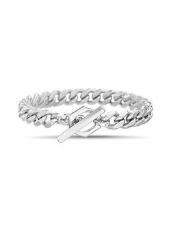 Toggle Clasp Stainless Steel Cuban Chain Bracelet for Men