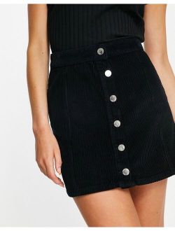 cord mini skirt in black