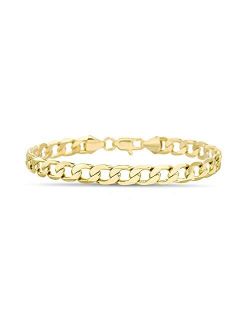 1mm - 3mm Curb Chain Bracelet for Men or Women in Yellow Gold Plated Brass
