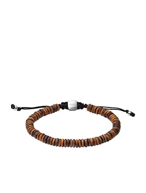 Fossil Men's Stainless Steel and Beaded Bracelet