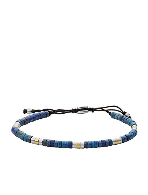 Fossil Men's Stainless Steel and Beaded Bracelet