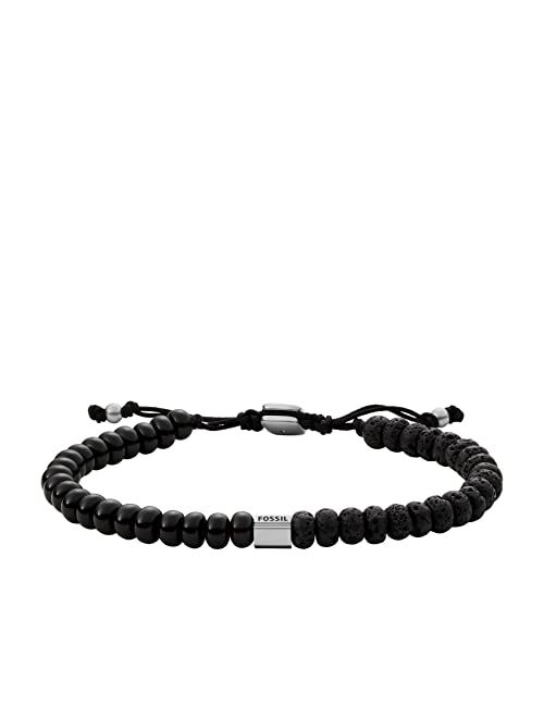 Fossil Men's Stainless Steel and Beaded Bracelet