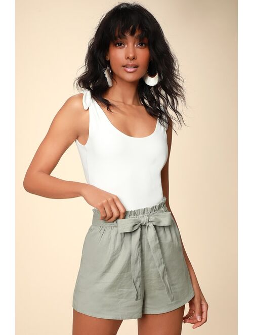 Lulus Jemima White Paper Bag Waist Shorts