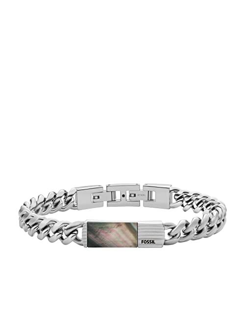 Fossil Men's Plated Stainless Steel Engravable Personalized Gift ID Bracelet