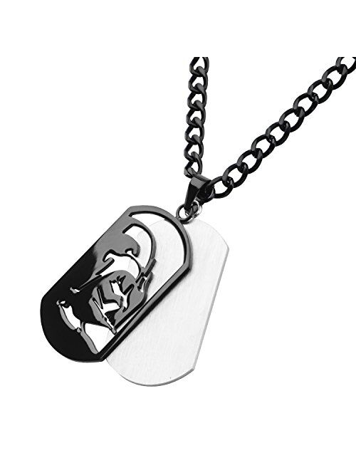 Star Wars Jewelry Unisex Darth Vader Layer Stainless Steel Dog Tag Chain Pendant Necklace, 24"