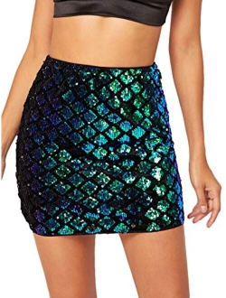 Women's Above Knee Sequin Sparkle Mini Skirt