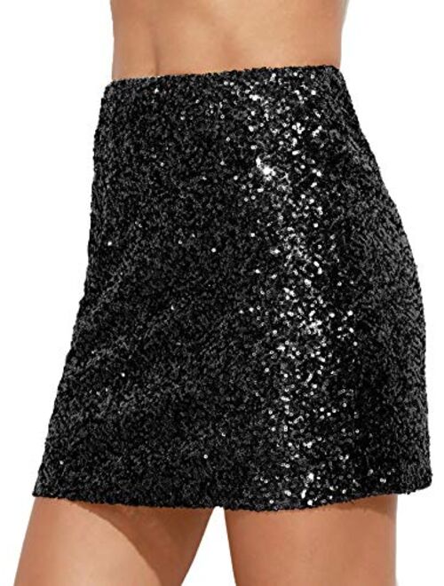 Verdusa Women's Above Knee Sequin Sparkle Mini Skirt