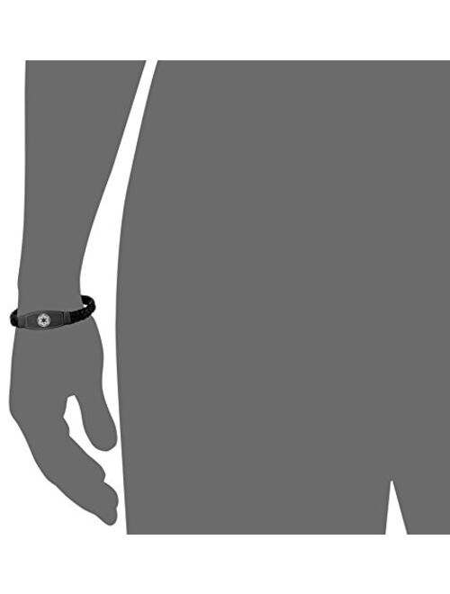 Star Wars Jewelry Men's Imperial Symbol Black Leather Bracelet, 8.5"