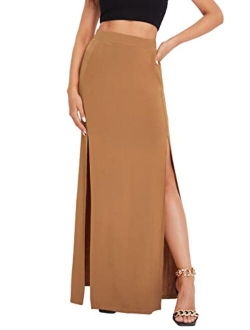 Women's Split High Waist Boho Maxi Long Skirt