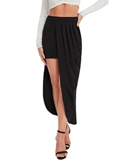 Women's Boho Asymmetrical Velvet High Waisted Bodycon Draped Maxi Skirt