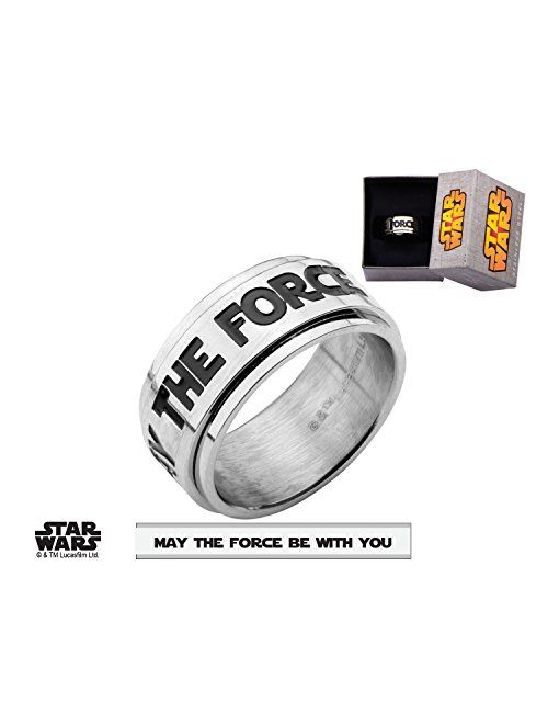 Star Wars: Spinner May The Force be with You Quote Ring 316 Stainless Steel, Bin 53