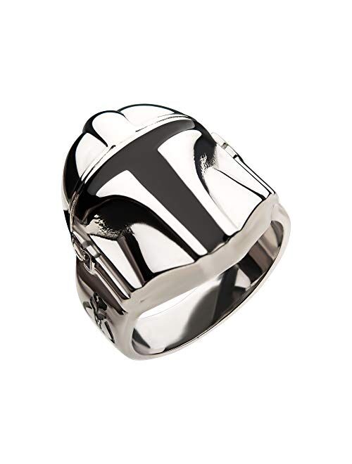 Star Wars Jewelry Men's Stainless Steel Mandalorian Helmet Ring, Silver, Size 10