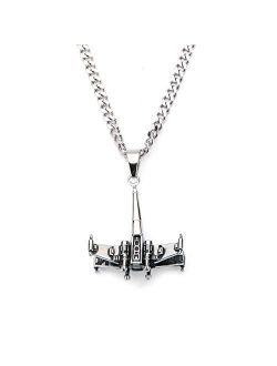 Jewelry Unisex Adult Stainless Steel3D X-Wing Starfighter Pendant Necklace 22 inch, Silver, One Size