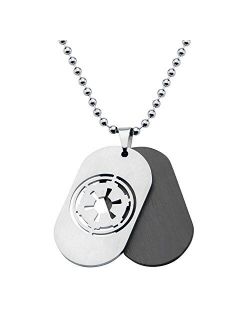 Official Licensed Jewelry Men's Imperial Symbol Dog Tag Pendant and Stainless Steel Necklace, 22"