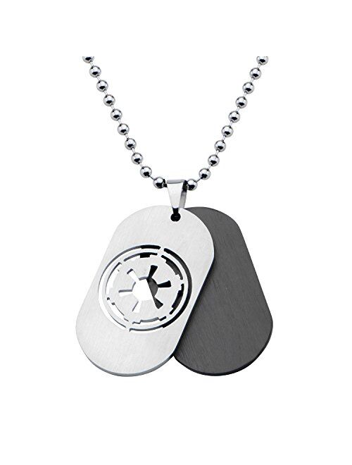 Star Wars Official Licensed Jewelry Men's Imperial Symbol Dog Tag Pendant and Stainless Steel Necklace, 22"