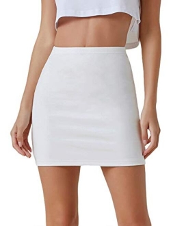 Women's Basic High Waisted Pencil Bodycon Short Skirt