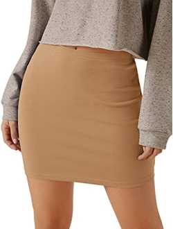 Women's Basic High Waisted Pencil Bodycon Short Skirt