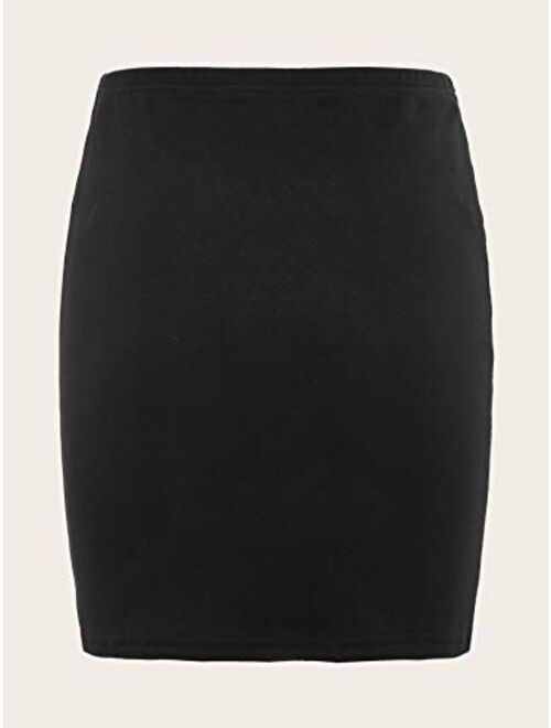 Verdusa Women's Basic High Waisted Pencil Bodycon Short Skirt