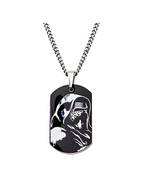 Star Wars Jewelry Episode 7 Kylo Ren Stainless Steel Dog Tag Men's Pendant Necklace, 22"