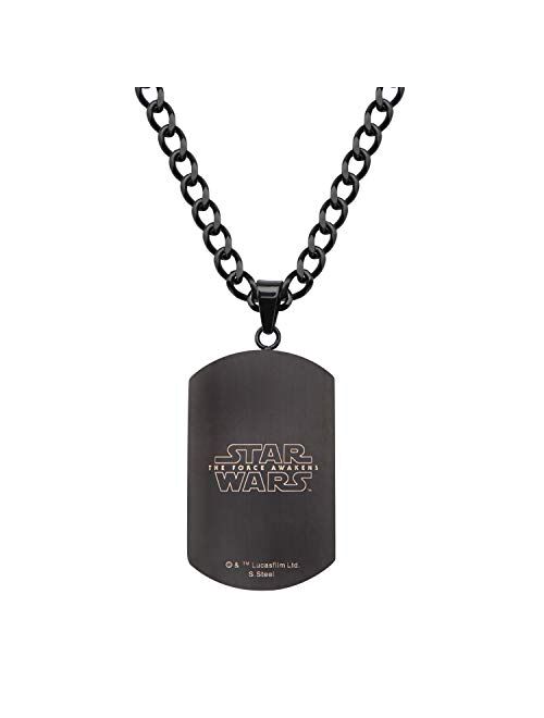 Star Wars Jewelry Men's Stainless Steel Episode 7 Stormtrooper Dog Tag Pendant Necklace 22 inch, Black, One Size