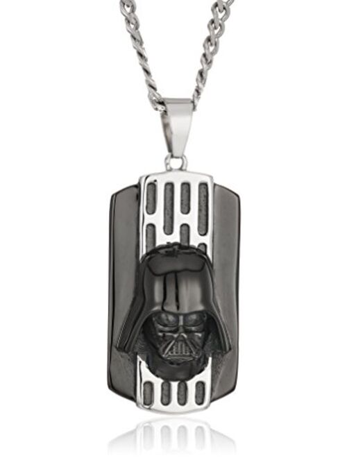 Star Wars Jewelry Darth Vader Stainless Steel Black-Plated 3D Pendant Necklace, 22"