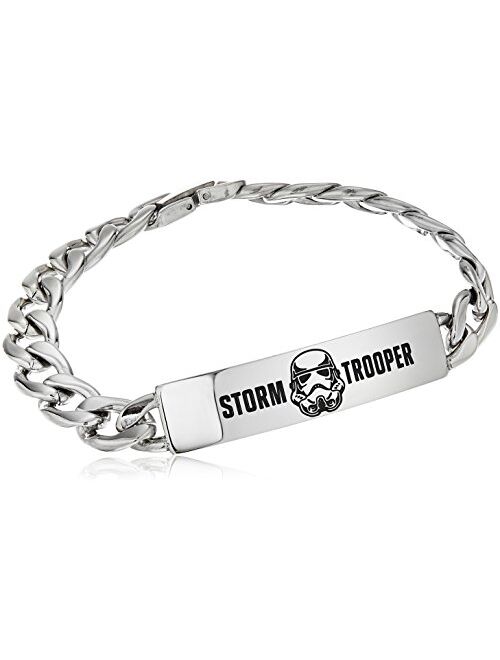 Star Wars Jewelry Stormtrooper Stainless Steel ID Curb Chain Link Bracelet, 8"